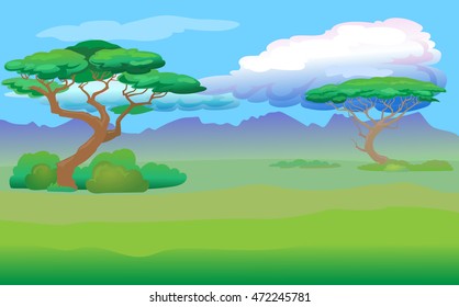 day landscape with the savannah