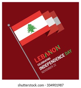 The Day of Lebanon, Vector Lebanese Independence Day Celebrating 22nd November. Celebration Card. 3d Flag with celebration typography. Illustration