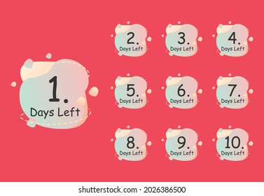 Day left, countdown design template, peach gradation