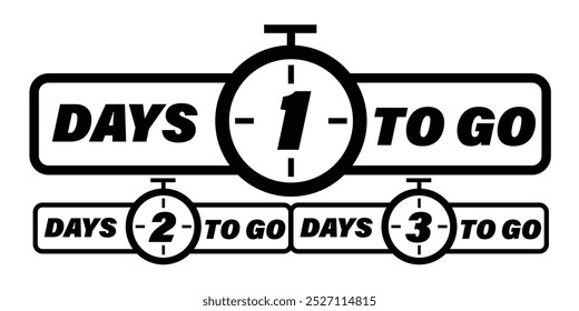 Day left to go vector illustration icon set offers countdown black iconic design.
