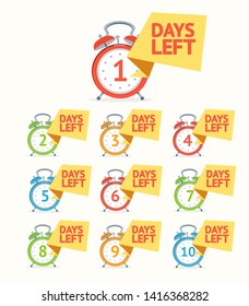 Day Left Numbers Color Icon Set for Web and App Design Your Business. Vector illustration of Icons