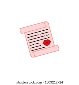Valentine’s day, letter, lips, love icon. Element of color Valentine's Day. Premium quality graphic design icon. Signs and symbols collection icon for websites, web design