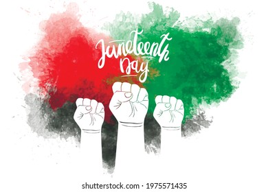 Day of liberation from slavery. June 19. Independence Day. Equal rights. African people. For printing on posters, postcards, flyers. Juneteenth Freedom Day. African-American Independence Day,