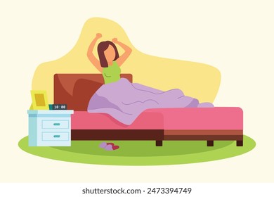 Day in the life Concept. Colored flat vector illustration isolated.