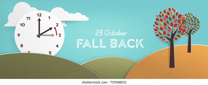 Day Light Savings Time End, Remember To Fall Back Vector Illustration With Textures And Vintage Feel: European Date