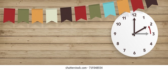 Day Light Savings Time End, remember to Fall Back Vector Illustration with textures and Vintage feel: European Time