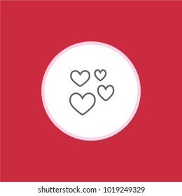  Valentine’s day line icon. Red background