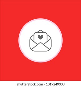  Valentine’s day line icon. Red background