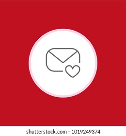  Valentine’s day line icon. Red background