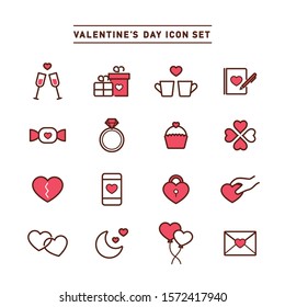 VALENTINE’S DAY LINE ICON SET