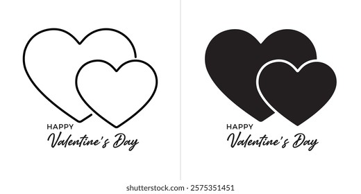 Valentine’s Day line and solid web icon set. Vector illustration