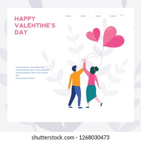 Valentine’s Day, LOVE festival,  with Characters business people, Vector illustration, Hearts and Romantic Elements, Valentine card for web page, banner, presentation, social media