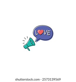 Valentine’s Day Love Message with Megaphone and Speech Bubble