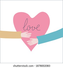 El día de San Valentín amor por dos manos y un corazón