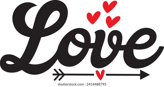 Texto de tipografía de amor del Día de San Valentín sobre fondo aislado transparente y simple para tarjeta, camisa, capucha, sudadera, ropa, etiqueta, taza, icono, afiche o placa