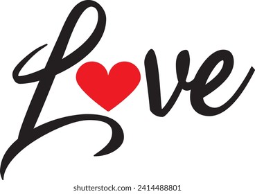 Valentine’s Day love typography text on plain white transparent isolated background for card, shirt, hoodie, sweatshirt, apparel, tag, mug, icon, poster or badge