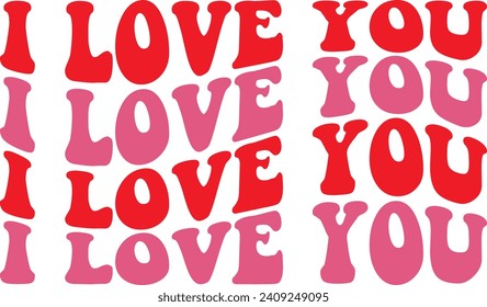 Valentine’s Day I Love You text phrase design on plain white transparent isolated background for shirt, hoodie, sweatshirt, apparel, card, tag, mug, icon, poster or badge