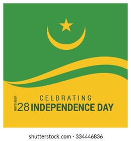 The Day of Mauritania , Vector Mauritanian Independence Day Celebrating 26 November. Celebration Card. green and yellow poster background.  Illustration