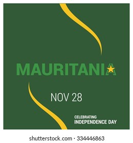 The Day of Mauritania , Vector Mauritanian Independence Day Celebrating 26 November. Celebration Card. yellow lines on green background. Illustration