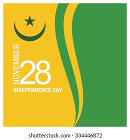 The Day of Mauritania , Vector Mauritanian Independence Day Celebrating 26 November. Celebration Card. green and yellow poster background.  Illustration
