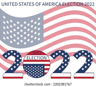 Day of mid-term elections. Vote 2022 USA, banner design. Election voting poster. Political election campaign