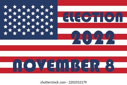 Day of mid-term elections. Vote 2022 USA, banner design. Election voting poster. Political election campaign