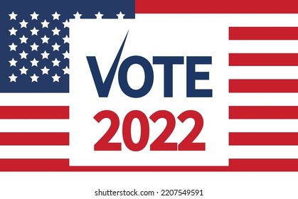 Day of mid-term elections. Vote 2022 USA, banner design. Election voting poster. Political election campaign