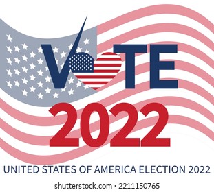 Day of mid-term elections. Vote 2022 USA, banner design. Election voting poster. Political election campaign