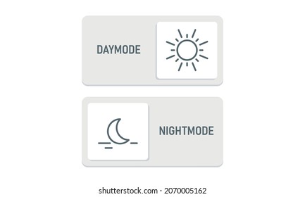 Day mode and night mode switch icon. DAY Night button. Light dark mode toggle. Device interface. Vector illustration