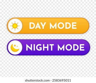 Day mode and night mode toggle switch buttons icon. Vector illustration. 