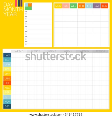 DAY MONTH YEAR
3 types of planner, day planner, month planner and year plan, they are designed in simply style with clean and clear style. These planner formats are ready to use for every year.