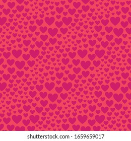 Valentine’s day or mothers day with red hearts vector seamless pattern texture background