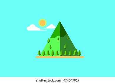 Day with mountain landscape. Graphic illustrator. vector