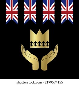 Day of mourning in the British kingdom. Pray for the queen. Sorrow and irreparable loss. The Royal Family. Great Britain  national mourning day. Vector  illustration.