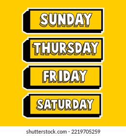day name yellow vector illustrastion