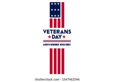 Veteran’s Day is a National Holiday celebrated each year on November 11th. Background, poster, greeting card, banner design. Vector EPS 10