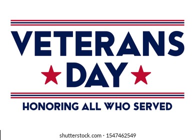Veteran’s Day is a National Holiday celebrated each year on November 11th. Background, poster, greeting card, banner design. Vector EPS 10