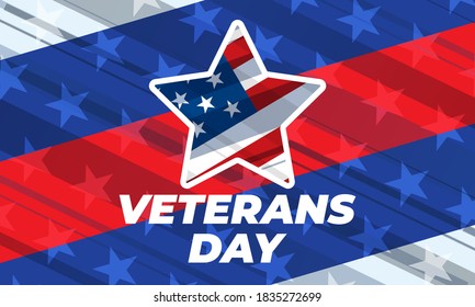 Veteran’s Day is a National Holiday celebrated each year on November 11th. Background, poster, greeting card, banner design. Vector EPS 10