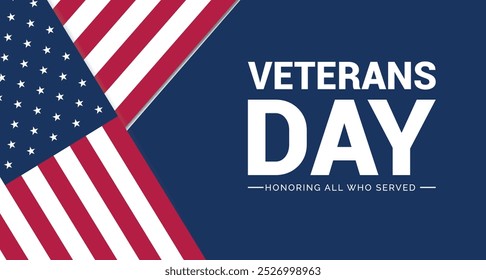 Veteran’s Day is a National Holiday celebrated each year on November 11th. Banner Background, poster, greeting card design