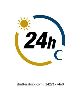 Day and Night 24 hours service vector icon