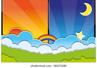 day and night background vector illustration