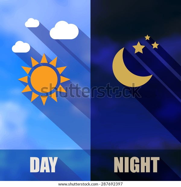 Day Night Banners Sun Moon Flat Stock Vector (Royalty Free) 287692397