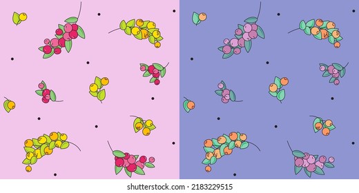 Day and night berries seamless pattern