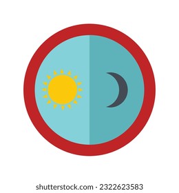 Day and night change circle, sun and moon. Vector icon template