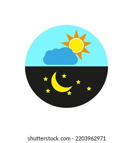 day and night in a circle. Vector illustration. Stock image. 