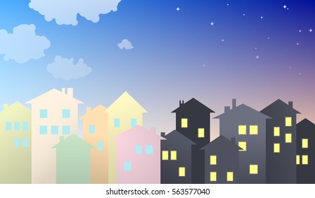 Day and night city background