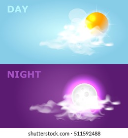 Day and night city vector illustration