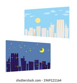 Day and night cityscape.Vector illustration that is easy to edit.