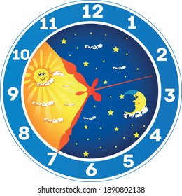 Reloj de día y noche Clipart 
