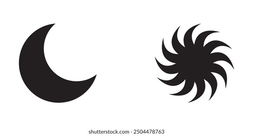 Day night concept. day and night icon. Sun and moon icon vector day and night icon set. dark and light mode icons , Screen brightness and contrast level signs and symbols for app user. EPS 10